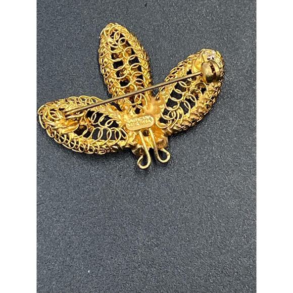 Vintage Made in Austria Brushed Gold
Coiled Metal Brooch AB Austrian Rhinestones - Picture 5 of 12